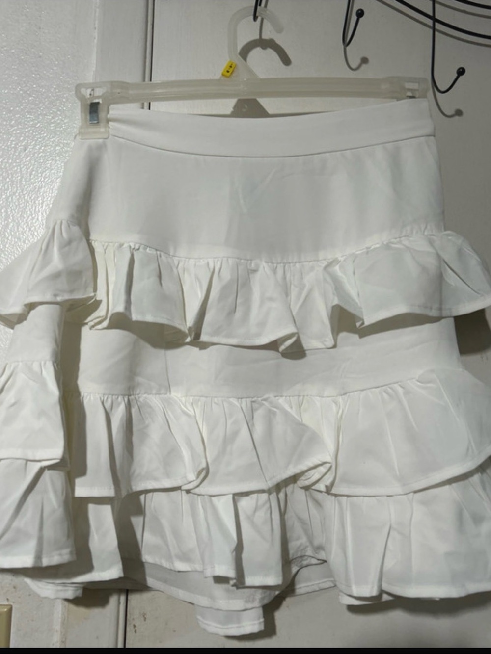 SHEIN White Tiered Ruffle Mini Skirt